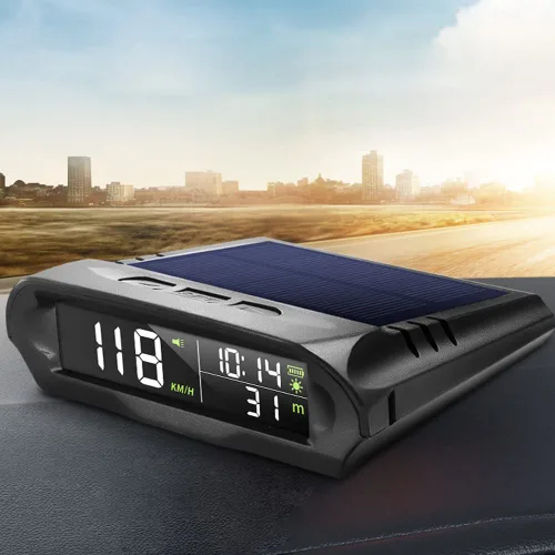 Miniatura 6 de Velocímetro solar digital para coche con pantalla LCD, visualización de cabeza arriba, alarma de exceso de velocidad, pantalla de KMH/MPH