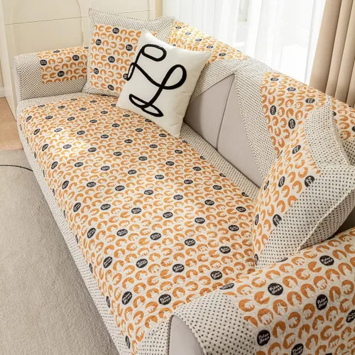Miniatura 3 de vctops Funda de sofá de algodón suave con diseño de retazos, estilo granja, antideslizante, acolchada, para sala de estar, lavable, protector