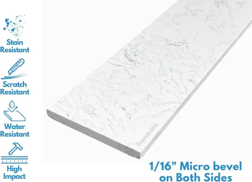 Miniatura 2 de Statuario - Umbral de mármol diseñado por Statuario para sistemas de bandeja de ducha Schluter Kerdi y azulejos Redi (3 x 60 pulgadas)