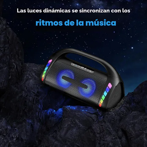 Miniatura 7 de Bocina Bluetooth LFS, altavoces Bluetooth inalámbricos de 100W y bajo profundo, luces LED, impermeable IPX6, 30 horas de reproducción, altavoz