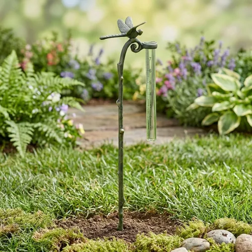 Miniatura 4 de Estaca de jardín de libélula de manómetro de lluvia - SPI Home - Calibre de aluminio para precipitaciones