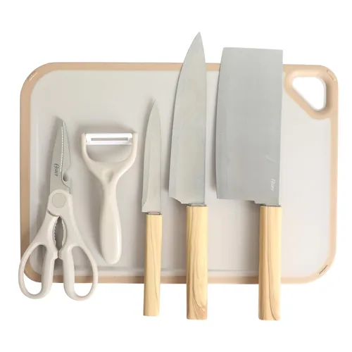 Miniatura 10 de Oster Evansville - Juego de cuchillos de cocina de 14 piezas, acero inoxidable con asas blancas de lino - Cuchillos para cocina Lino Blanco