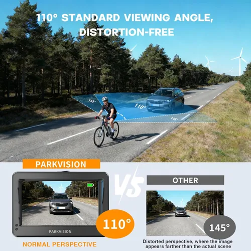 Miniatura 9 de PARKVISION Cámara de visión trasera de bicicleta con parasol, monitor HD 1080P de 4.3 pulgadas con atenuación automática, batería recargable de 8000