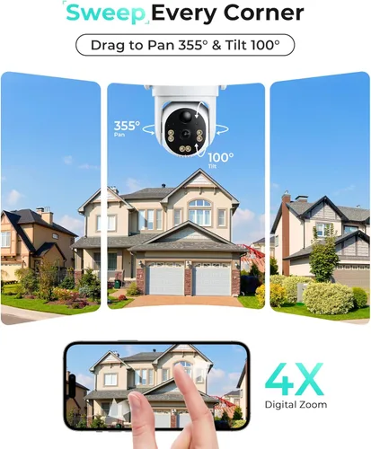 Miniatura 4 de LIWAN Cámara de seguridad celular inalámbrica 4G LTE, sin cámara de seguridad WiFi para exteriores, alimentada por energía solar, tarjeta SIM