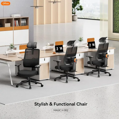 Miniatura 7 de Newtral Silla de oficina ergonómica con soporte lumbar adaptable, silla de escritorio con respaldo alto con reposacabezas ajustable, reposabrazos