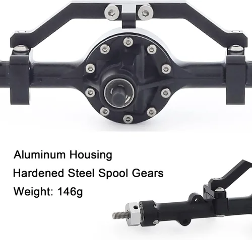 Miniatura 5 de AMK Aleación de aluminio CNC eje trasero completo para 1/10 RC Crawler RC4WD Ge-Lande II TF2 D110 Yo-ta II Ejes (negro)