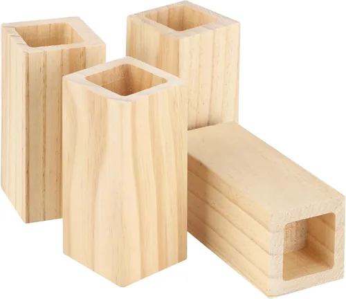 Miniatura 5 de 4 Pcs Bed Risers, 4 in Wooden Furniture Risers Blocks, Heavy-Duty Lifters for Couch Chair Cabinet Dresser, Bed Frame Risers for Added Height, Slot