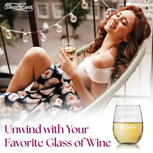 Miniatura 6 de shop4ever® Juego de 2 copas de vino grabadas sin tallo para novio, prometido, esposa, esposa, novias, novias, novias, esposas, para él y ella