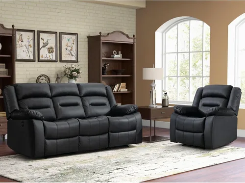Miniatura 16 de EBELLO Sofá Reclinable Eléctrico de Piel Sintética para Dos Personas, Juego de Sofá Reclinable de 3 Asientos, Juego de Sillón Sofá Reclinable Marrón