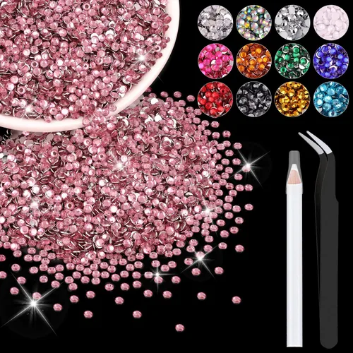 Miniatura 99 de 12000 diamantes de imitación de resina de 0.079 pulgadas a granel para manualidades (transparente), cristales deslumbrantes con parte trasera plana
