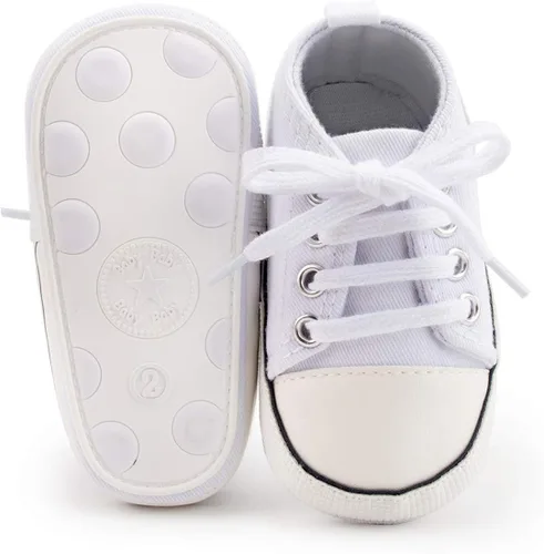 KIDSUN - Zapatos deportivos unisex de caña alta para bebés mezclilla de lona suela antideslizante suaves para los primeros pasos