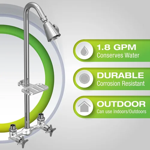 Miniatura 2 de Homewerks 3070-252-CH-B-WS - Kit de ducha para exteriores con jabonera, cromado resistente a la corrosión Cromo resistente al óxido
