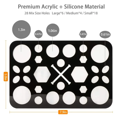 Miniatura 3 de Luckyiren Escurridor acrílico para cepillos, soporte plegable con 28 ranuras para pinceles de uñas, pintura y maquillaje, negro, unisex, ideal