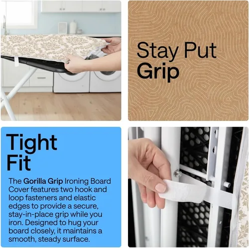 Miniatura 3 de The Original GORILLA GRIP Funda y almohadilla para tabla de planchar, revestimiento de silicona, acolchado grueso resistente a quemaduras, fundas