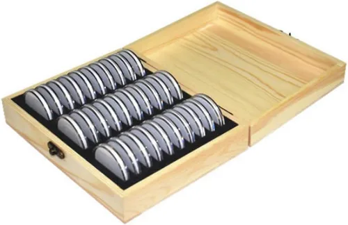 Miniatura 9 de Caja universal de colección de monedas de madera de 30 piezas, estuche de almacenamiento para monedas, contenedor de cápsulas para monedas, caja