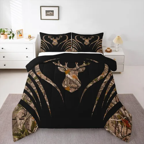 Miniatura 36 de Feelyou Juego de edredón de caza de patos para niñas y niños, edredón de patos de malardo, juego de ropa de cama de caza y pesca, juego de edredón