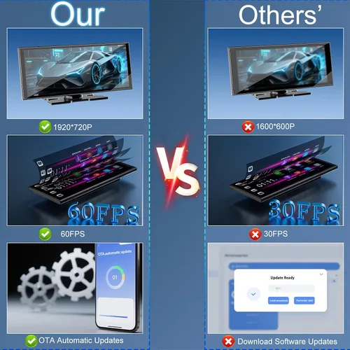 Miniatura 2 de Pantalla táctil de 60 fps totalmente laminada de 11 pulgadas, pantalla de reproducción inalámbrica Accfly para Apple Carplay y Android Auto