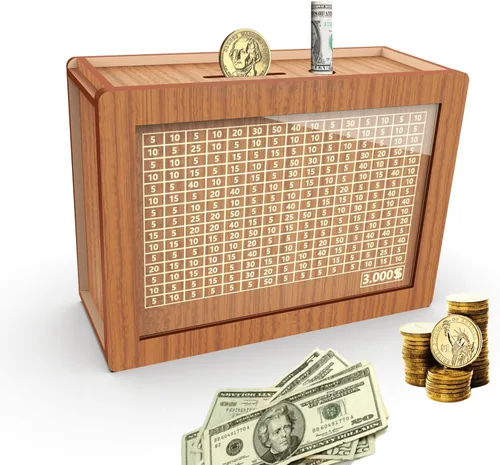 Miniatura 14 de Alcancía para adultos y niños, banco de monedas de madera para niños y niñas, caja fuerte de efectivo caja de ahorro de dinero con contador, caja
