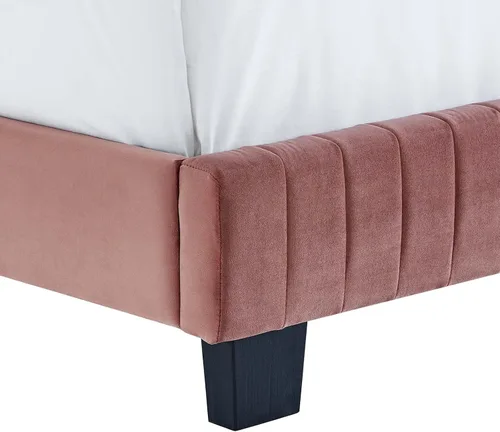Miniatura 5 de Modway Celine - Cama con plataforma de terciopelo copetudo y alto rendimiento con canal en color rosa polv