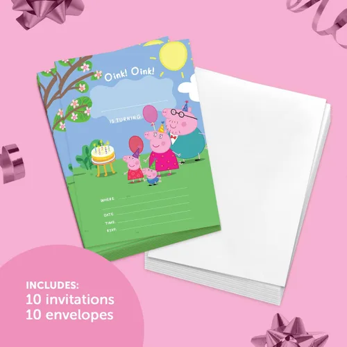 Miniatura 2 de Desert Cactus Peppa Pig - Tarjetas de invitaciones de feliz cumpleaños, 10 unidades con sobres para niños y niñas (estilo A)