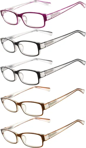 OWL Readers - Paquete de 5 lentes de lectura elegantes para mujer con hermosos patrones para mujer, bisagra de resorte de lujo, aspecto elegante