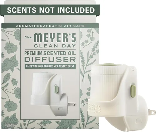 MRS. MEYER'S Clean Day - Difusor de aceite perfumado premium, ambientador de pared enchufable, dispositivo de aroma aromatéutico para el hogar,