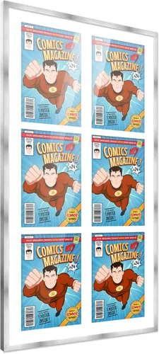 Miniatura 25 de Poster Palooza Marco de cómic con paspartú para 1 cómic de la Edad de Bronce publicado entre 1970 y 1985, marco de cómic negro para cómic de 7.25 x