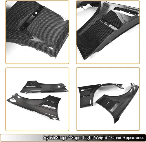 Miniatura 4 de Ventilación lateral del guardabarros compatible con BMW Serie 3 E46 M3 Coupé Convertible 1998-2005 salida de fábrica de fibra de carbono pura CF