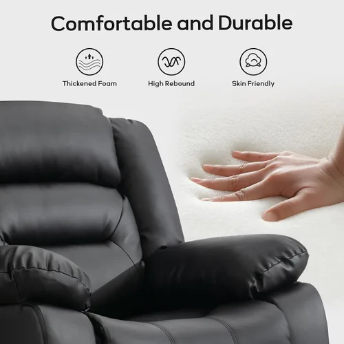Miniatura 5 de EBELLO Silla Reclinable Eléctrica de Cuero Sintético, Silla Reclinable Eléctrica Rellena de Gran Tamaño con Cojín Grueso y Respaldo, Sofá Individual