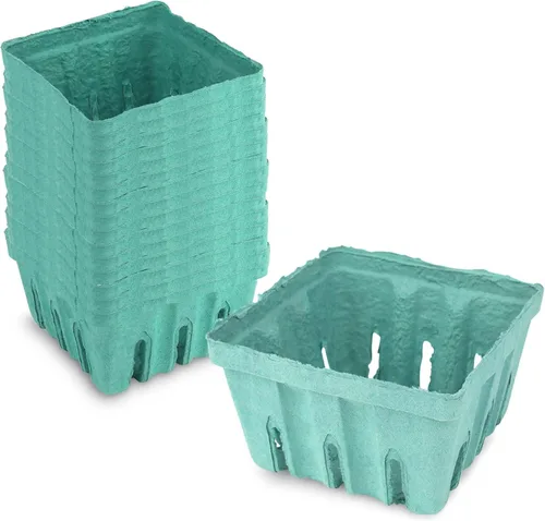 Miniatura 10 de MT Products Green Berry Basket 1 pinta – Cesta de pulpa moldeada de fibra ventilada para productos (paquete de 15) – Fabricado en los Estados Unidos