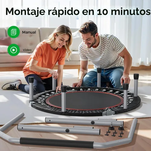 Miniatura 5 de BCAN SP2 - Mini trampolín plegable de 40/48 pulgadas, carga máxima de 330 libras/440 libras, rebote de fitness con mango de espuma ajustable, Negro