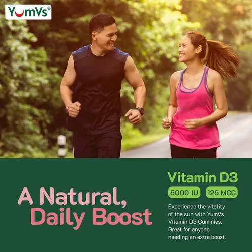 Miniatura 6 de YUM-V'S Gomitas de vitamina D3 de 5000 UI 125mcg D3 - Apoya el apoyo inmunológico, fuerte salud ósea, sin OMG, sin gluten, sin lácteos, gomitas