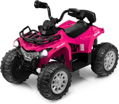 Miniatura 13 de Costzon ATV para niños, vehículo eléctrico de cuatro ruedas de 12 V con función de avance/atrás, 2 velocidades, música, faros, cesta de Negro