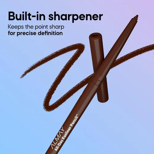 Miniatura 3 de Almay Lápiz delineador de ojos para todo el día, a prueba de manchas, maquillaje de ojos impermeable, hipoalergénico, sacapuntas integrado, 205 Negro