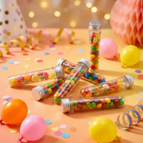 Miniatura 4 de Xinnun Tubo de prueba de plástico para dulces, 200 unidades, 1.5 fl oz, transparente, tapa de tubo de sal de baño, decoración de viales de plástico
