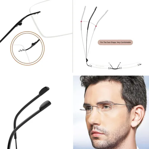 Miniatura 3 de Paquete de 3 lentes de lectura sin montura a prueba de luz azul, para mujeres y hombres, filtro antideslumbrante, anteojos ligeros