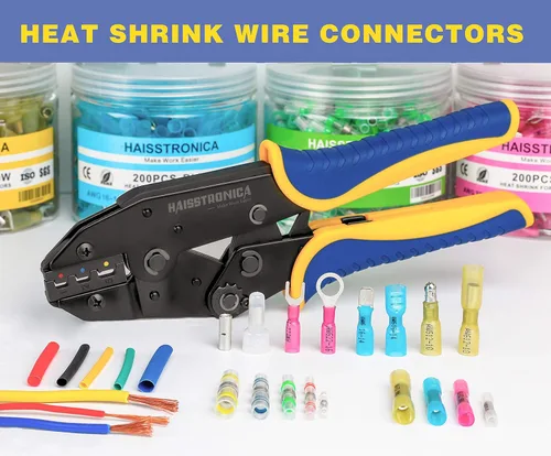 Miniatura 6 de haisstronica 150 piezas de conectores de pala hembra termorretráctiles amarillos, kit de terminales termorretráctiles hembra de pala calibre AWG