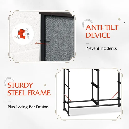 Miniatura 8 de WLIVE Cómoda de tela para dormitorio, cómoda doble de 6 cajones, torre de almacenamiento con cubos de tela, cómoda para armario, sala de estar