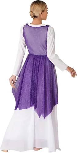 Miniatura 2 de TiaoBug Vestido de baile lírico con superposición litúrgica transparente y brillante para mujer