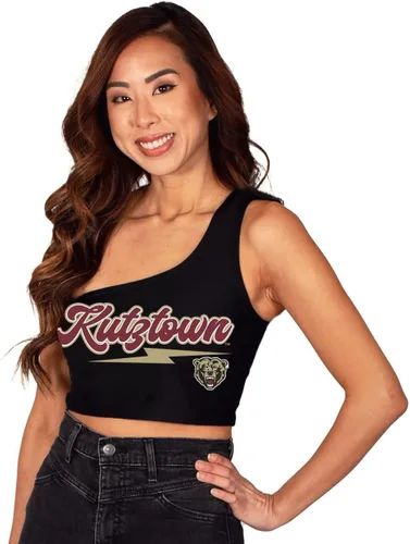 Miniatura 23 de Lojobands Camiseta sin mangas de un hombro para mujer, para portón trasero, talla única Miami University Redhawks - Negro