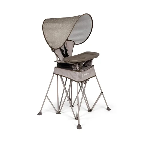Baby Delight Go with Me Uplift - Silla alta portátil de lujo, silla alta de viaje, toldo para el sol, interior y exterior, color arenisca