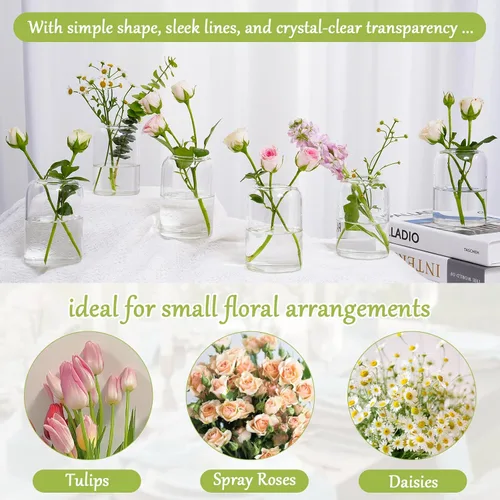 Miniatura 3 de Jarrones pequeños de cristal, juego de 10 jarrones transparentes para centros de mesa, mini jarrón a granel para flores para bodas, fiestas