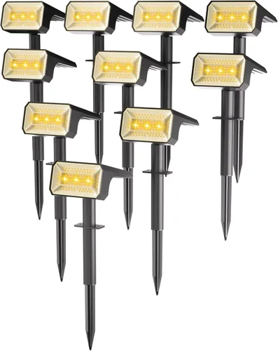 Miniatura 14 de Fabrito Paquete de 4 focos solares para exteriores, impermeables, IP67, [108 LED, 4 modos], focos del atardecer al amanecer con batería de 1500 mAh