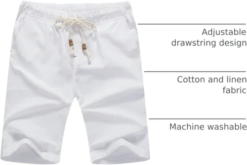 Miniatura 58 de Sailwind Pantalones cortos de lino para hombre, pantalones cortos casuales de playa con cordón
