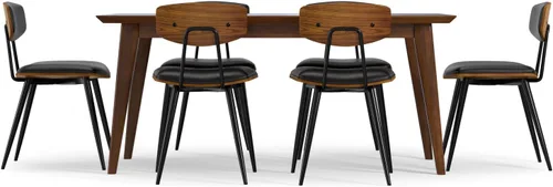 Miniatura 14 de SIMPLIHOME Mavis - Juego de 2 sillas de comedor con marco de hierro moderno de mediados de siglo y sillas de cocina de piel sintética vegana en Negro