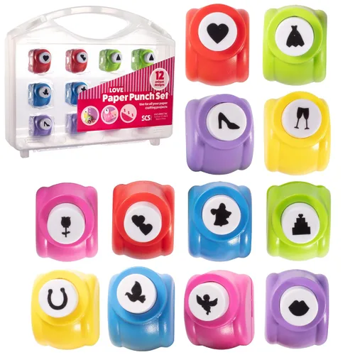 Miniatura 8 de Taladros de papel con temática de amor para álbumes de recortes, 12 diseños diferentes con funda de transporte, haz tus notas de amor, tarjetas