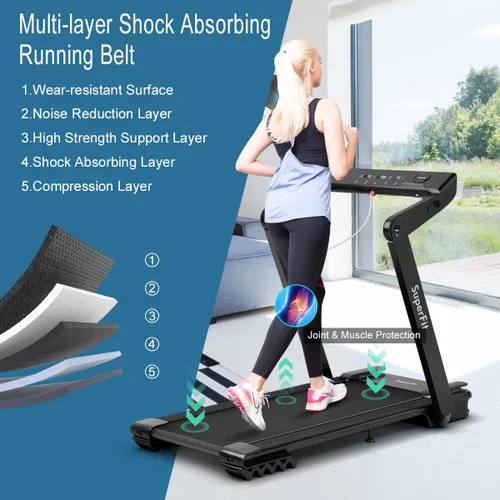 Miniatura 5 de Goplus Caminadora plegable de alta resistencia 4.0HP, caminadora eléctrica plegable Superfit con pantalla táctil LED, cinturón de frecuencia