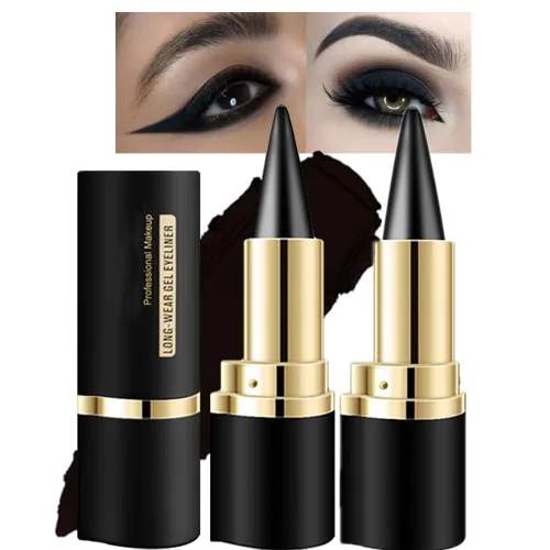 BANGFENG Delineador de ojos negro ultra pigmentado de 2 piezas – delineador de ojos para un aspecto atrevido, inspirado en el gótico, fórmula
