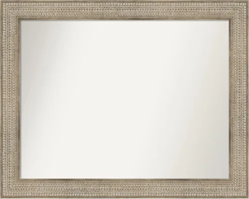 Miniatura 232 de Amanti Art Espejo de baño plateado para sobre fregadero, 26 x 26 pulgadas, espejo cuadrado de níquel pulido, marco de madera tradicional mediano, se