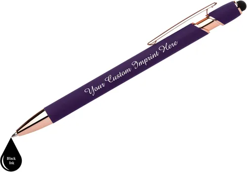 Miniatura 3 de ExpressDesigns™ - Bolígrafos personalizados de alta calidad de oro rosa con lápiz capacitivo Acento rosa Bolígrafos personalizados con nombre